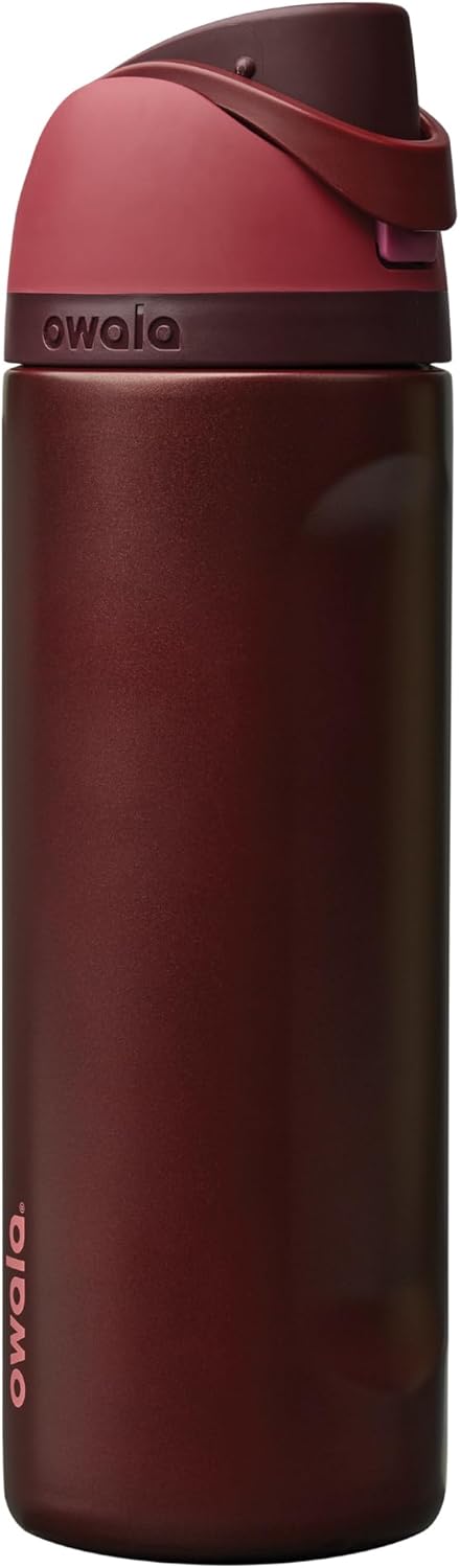 Owala FreeSip Insulated Stainless Steel Water Bottle with Straw, BPA-Free Sports Water Bottle, Great for Travel, 24 Oz, 32 Oz, Black Cherry