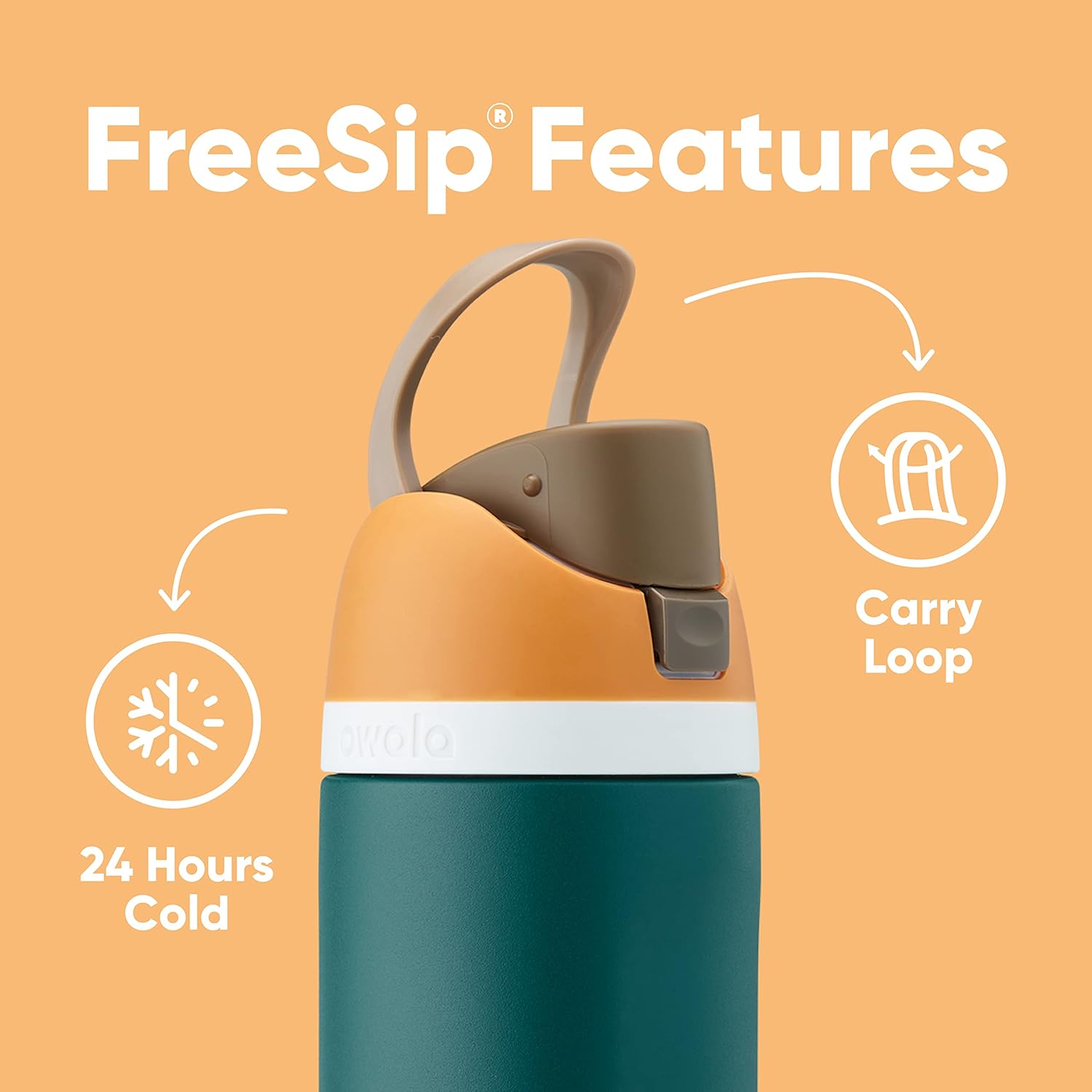 Owala FreeSip Insulated Stainless Steel Water Bottle with Straw, BPA-Free Sports Water Bottle, Great for Travel, 24 Oz,32 Oz, Boneyard